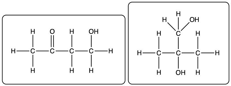 Illustration of carboxylic acids C4H8O2, highlighting distinct structural variations.