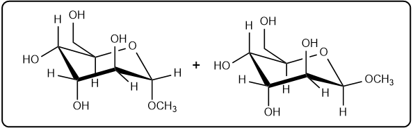 Reaction of D-altrose with methanol, forming acetal products.