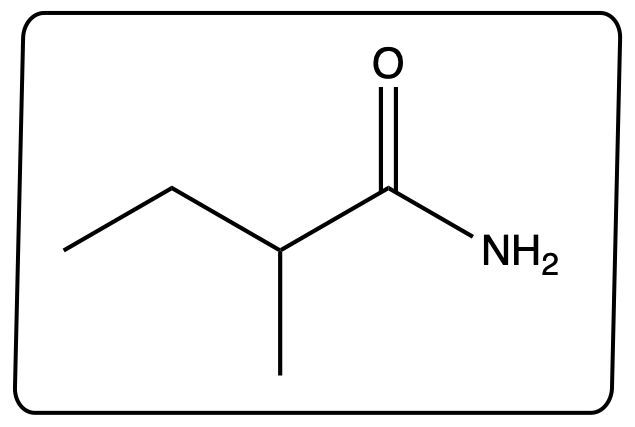 Chemical structure of butanamide, product of butanoic acid and methylamine reaction.