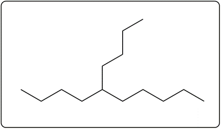 Line-angle structure of 5-butylnonane for organic chemistry course.