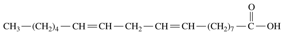 Chemical structure of a fatty acid with multiple double bonds, indicating its classification as polyunsaturated.