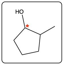 Chemical structure with one chiral center marked with a red asterisk.