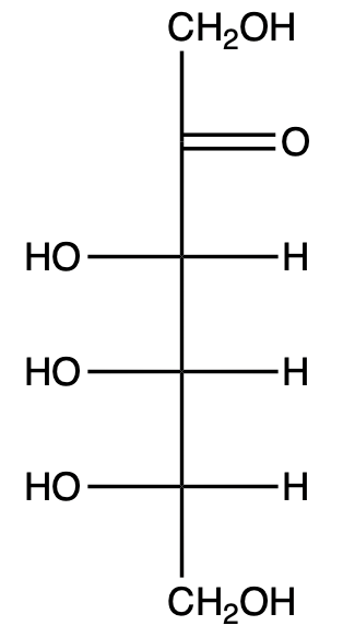 Final proposed Fischer projection for L-fructose, similar to D-fructose.