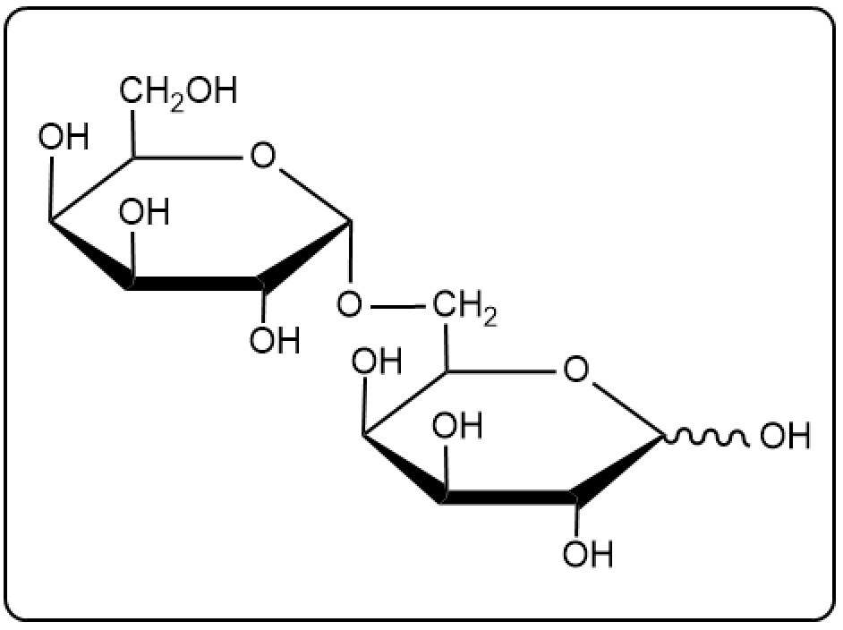 Illustration of gentobiose structure, emphasizing the connection between glucose units.