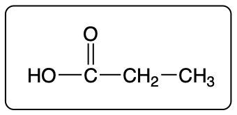 Condensed structural formula of propanol, product of propionaldehyde reduction.