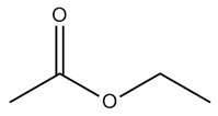 Structure of ethyl hexanoate, an ester from hexanoic acid and ethyl alcohol.