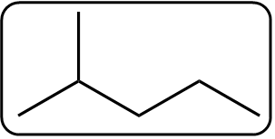 Skeletal formula of a linear alkane with a vertical branch.