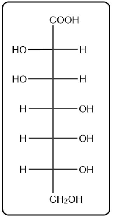 Structure of a seven-carbon sugar with a carboxylic acid group.