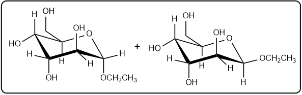 Reaction of D-altrose with ethanol, forming acetal products.