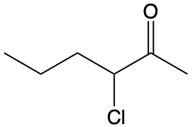 Structural formula of a ketone compound with a six-carbon chain and a double-bonded oxygen on the second carbon.