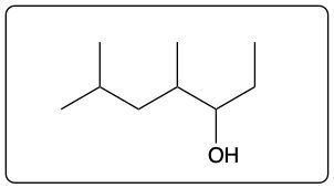 Chemical structure of 4,6-dimethylheptan-2-ol with hydroxyl group.