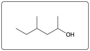 Chemical structure of 4,6-dimethylheptan-2-ol with hydroxyl group.