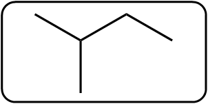 Skeletal formula of a cycloalkane with two branches, slightly different from the previous.