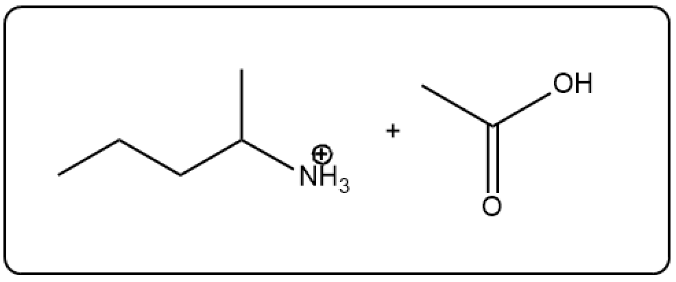 Reaction of 2-methylpentanamide with ammonium ion and hydroxide.