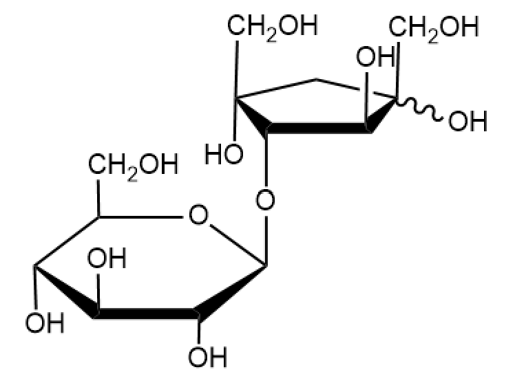 Chemical structure of turanose, a sucrose analog made of glucose and fructose.