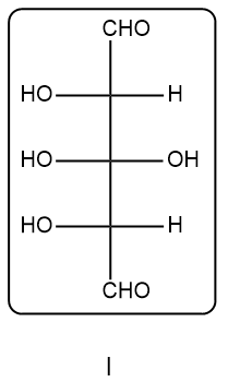 Fischer projection of a deoxy sugar with 5 carbons, labeled I.