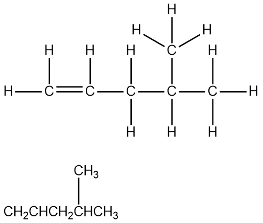 Condensed structural formula of the organic compound with branches.