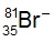 Isotope representation of Bromine with 81 neutrons and a negative charge.