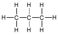 Structural formula of propane, illustrating its molecular structure.