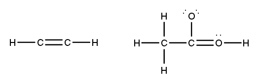 Two molecular structures with a double bond and lone pairs indicated.