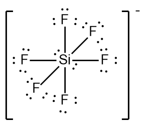 Alternative view of Lewis Dot Structure for SiF6^2- highlighting bond connections.