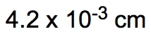 Distance conversion result: 4.2 x 10^-3 cm.