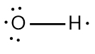 Different depiction of Lewis Dot Structure for hydroxide radical, featuring O and H atoms.