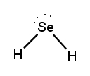 Lewis Dot Structure of H2Se with lone pairs represented as dots around Se.