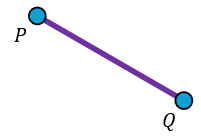 Purple line segment labeled with points P and Q at each end on a white background.