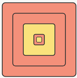 Concentric squares alternating in color, with instructions to use inductive reasoning to find the next figure.