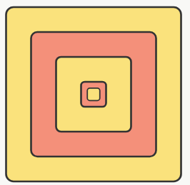 Concentric squares alternating in yellow and orange, decreasing in size toward the center.