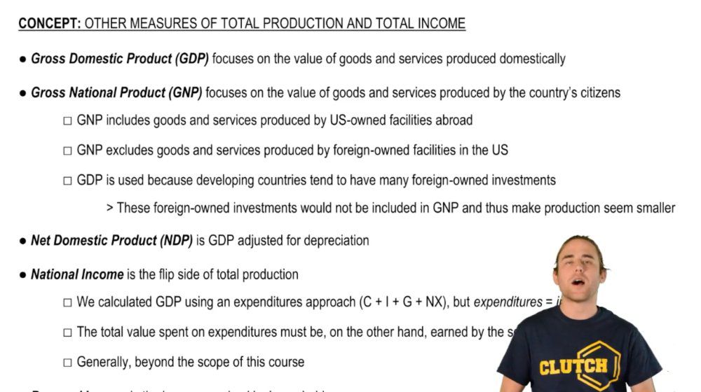 Other Measures of Total Production and Total Income
