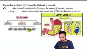 Chemical Defenses: Gastric Juice Prevents Microbial Growth by Lowing pH