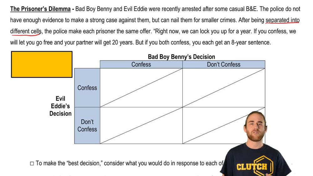Game Theory, One-Time Games, and the Prisoner's Dilemma