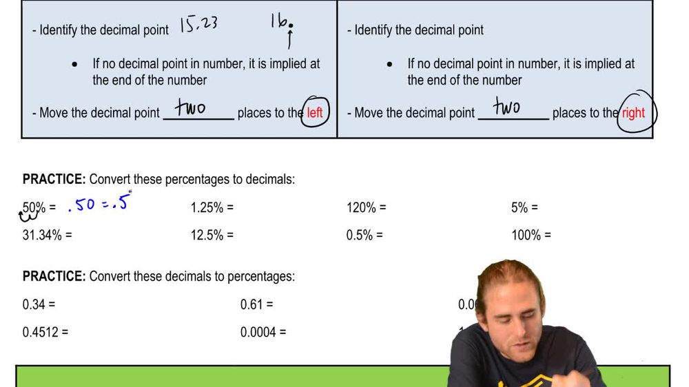 Converting Percentages and Decimals