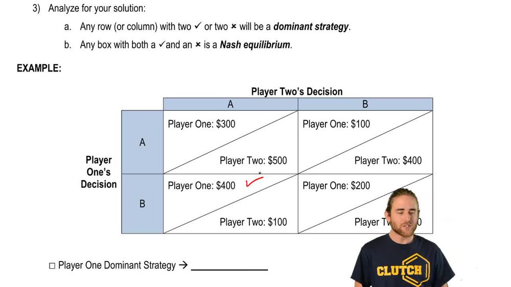 One-Time Games:Finding Dominant Strategies and Nash Equilibrium with the "Check and X"Method