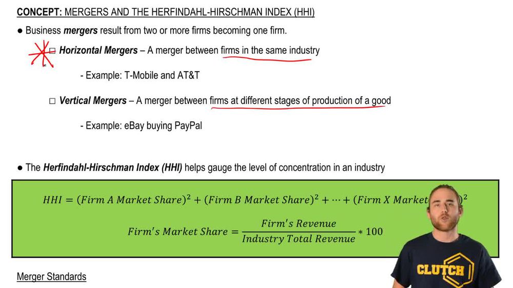 Mergers and the HHI