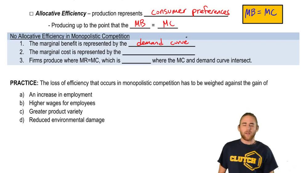 Monopolistic Competition Allocative Efficiency