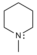 Chemical structure of a tertiary amine with a nitrogen atom in a hexagonal ring.