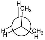 Skeletal structure of a cycloalkane illustrating barrier to rotation in alkanes.