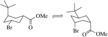 Structural representation of a cyclohexane ring showing substituents in equatorial and axial positions.