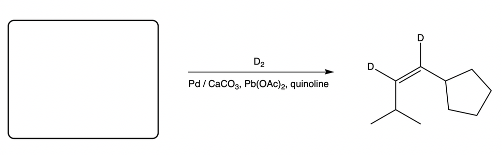 Reaction scheme showing hydrogenation of an alkyne to form a cis-alkene.