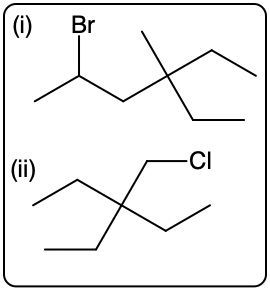 Comparison of two compounds with Br and Cl for SN2 reaction analysis.