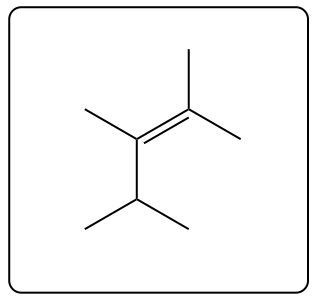 Intermediate structure of a chemical compound with a double bond.