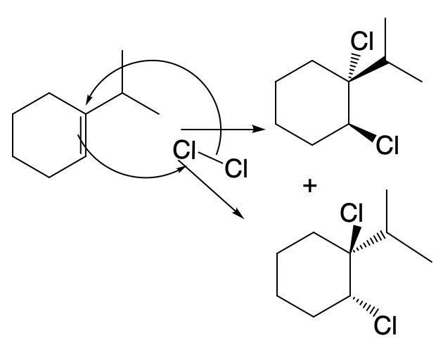 Option C for arrow-pushing mechanism of chlorination of an alkene