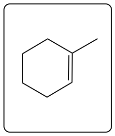 Structural formula of a product from the reaction, showing a double bond.