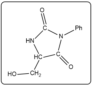 Structure of phenylthiohydantoin derivative of serine from Edman degradation.