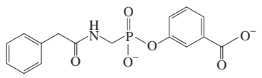 Chemical structure of a compound that inhibits penicillinase, with hydroxylamine reactivating the enzyme.