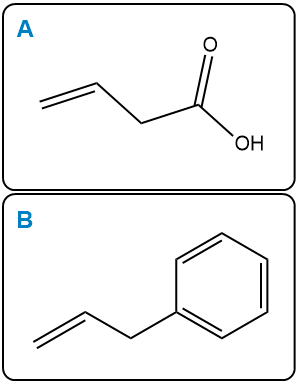 Heck reaction diagram showing alkenes for reaction with iodobenzene.