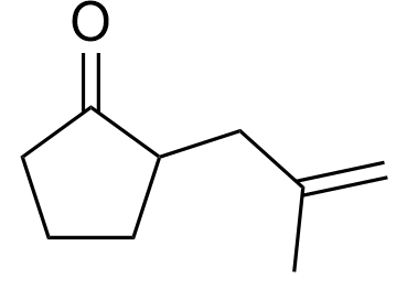 Cyclopentanone structure for enolate alkylation preparation.